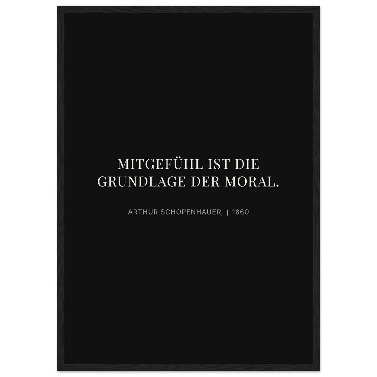 Schwarze Buchstaben auf cremeweißer Leinwand (Klassisches Poster mit Holzrahmen) [Display-Dunkel]