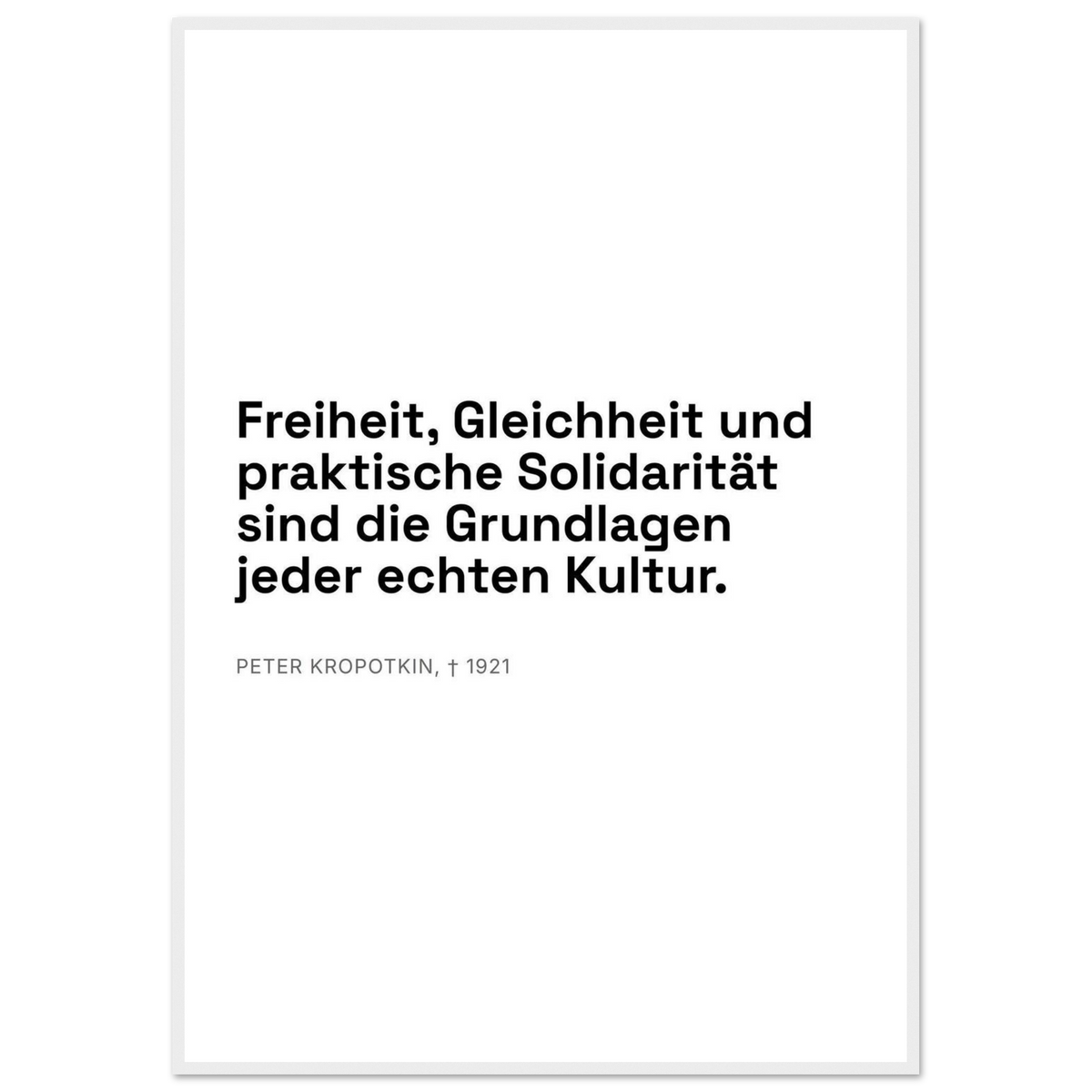 Kroponkins Dunkle Wege – Typografie auf Leinwand (Klassisches Poster mit Holzrahmen) [Swiss-Weiß]