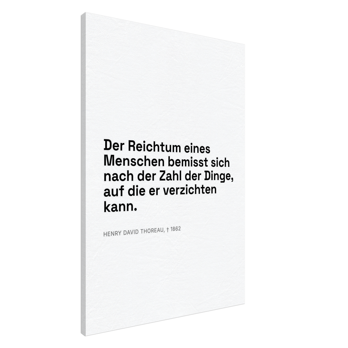 Thoreaus Reichtum der Entschleunigung - Typografisches Zitat in Swiss-Weiß-Stil (Leinwand)