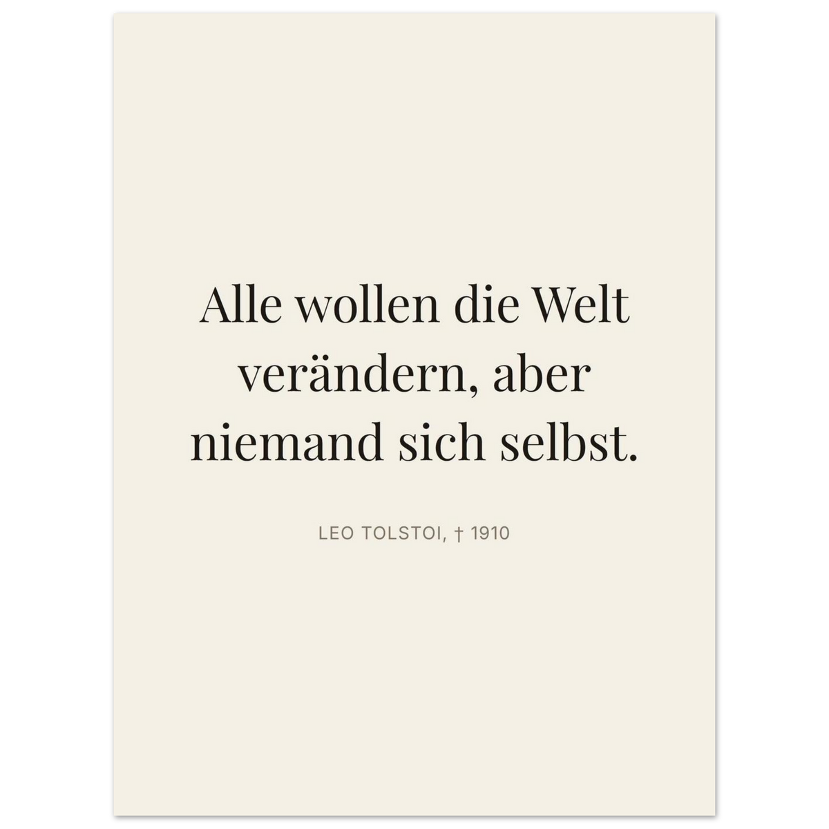 Leo Tolskis Selbstentdeckung in Dunkelschrift (Premium Poster auf mattem Papier) [Editorial-Beige]
