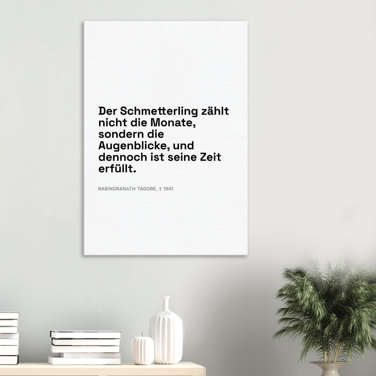Tagores Erkenntnis im Dunkelschrift-Typografie (Leinwand) [Swiss-Weiß]