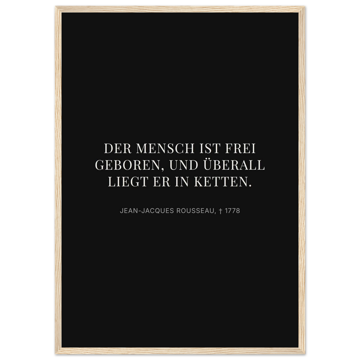 Freiheit im Dunkeln - Typografisches Zitat auf Leinwand (Klassisches Poster mit Holzrahmen)