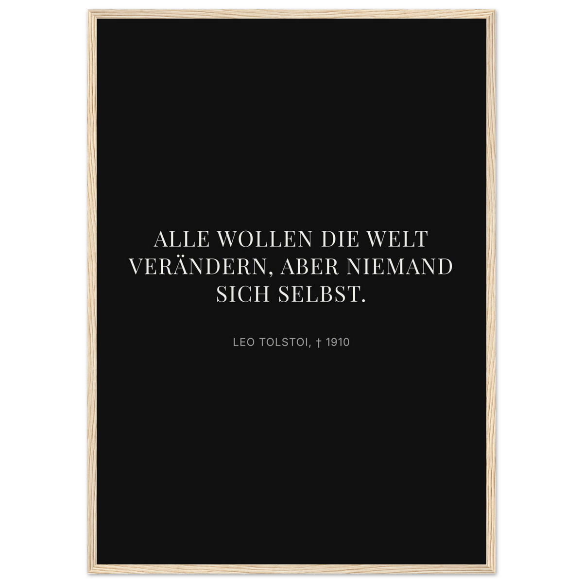 Leo Tolskis Selbstentdeckung in Dunkelschrift – Motiv 2 (Klassisches Poster mit Holzrahmen)