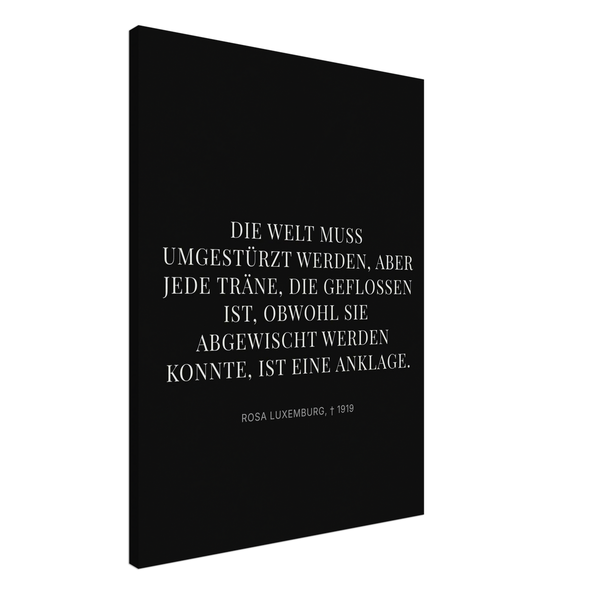 Rosa-Luxemburgs Dunkle Worte – Typografie auf Leinwand (Leinwand) [Display-Dunkel]