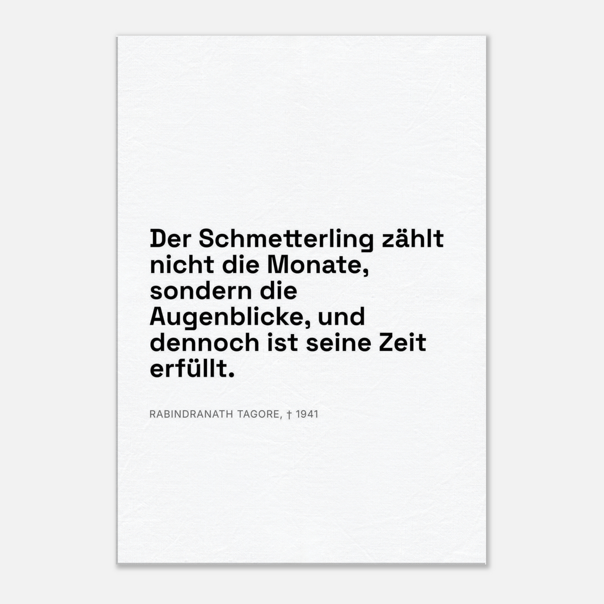 Tagores Erkenntnis im Dunkelschrift-Typografie (Leinwand) [Swiss-Weiß]