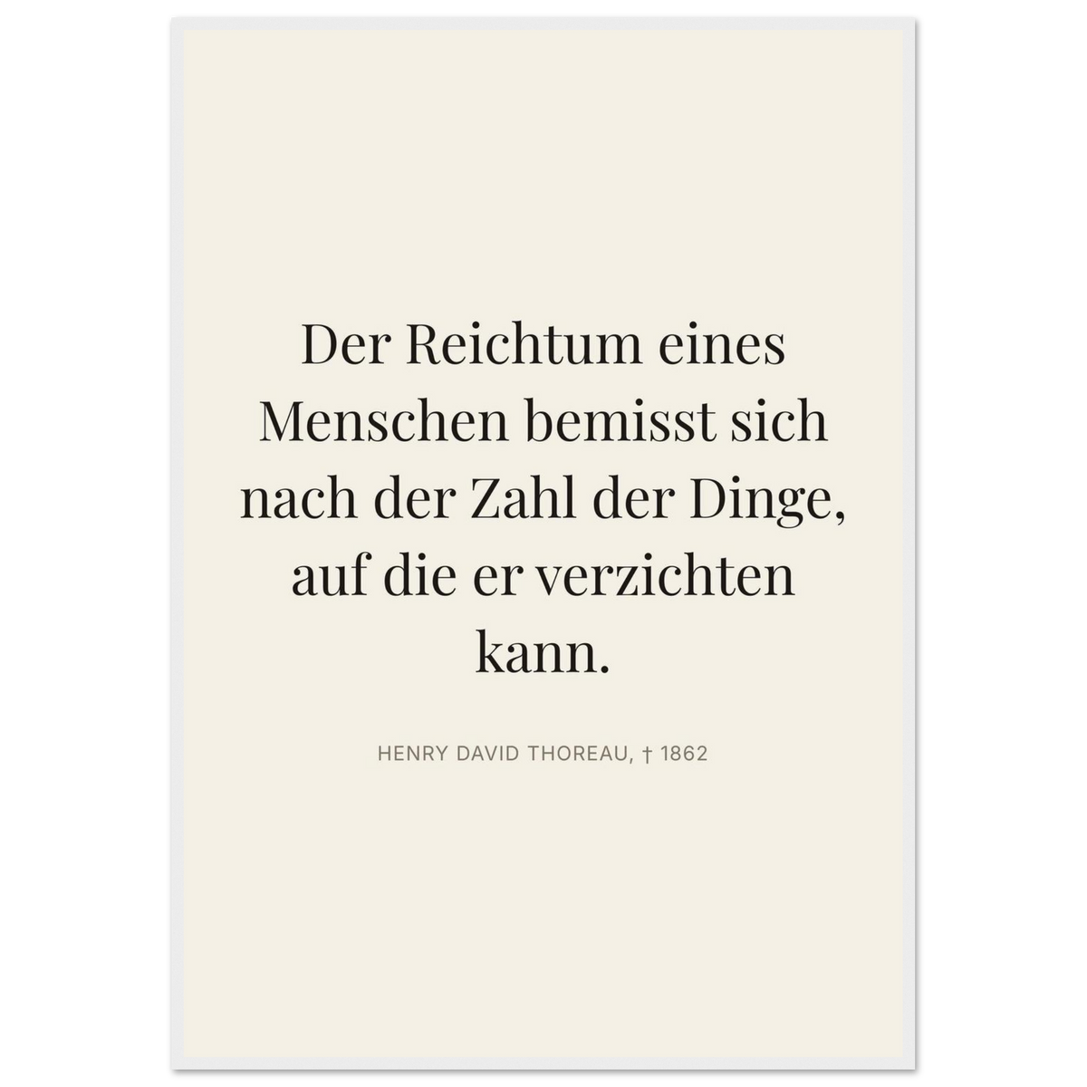 Thores Wege zum Reichtum - Typografisches Zitat in Bauhaus-Stil (Klassisches Poster mit Holzrahmen) [Editorial-Beige]