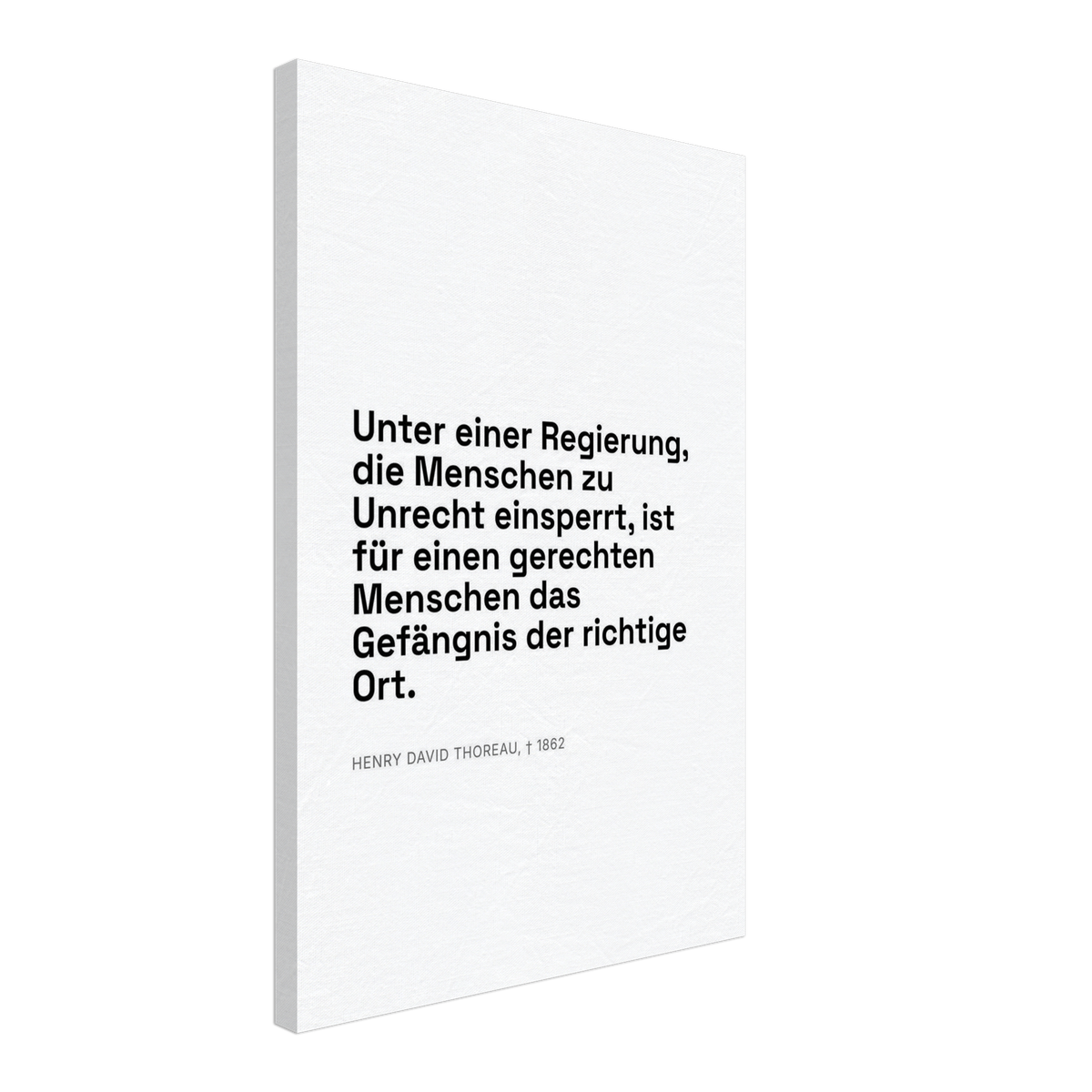 Thores Reichtum an Freiheit - Typografisches Zitat in Bauhaus-Stil (Leinwand) [Swiss-Weiß]