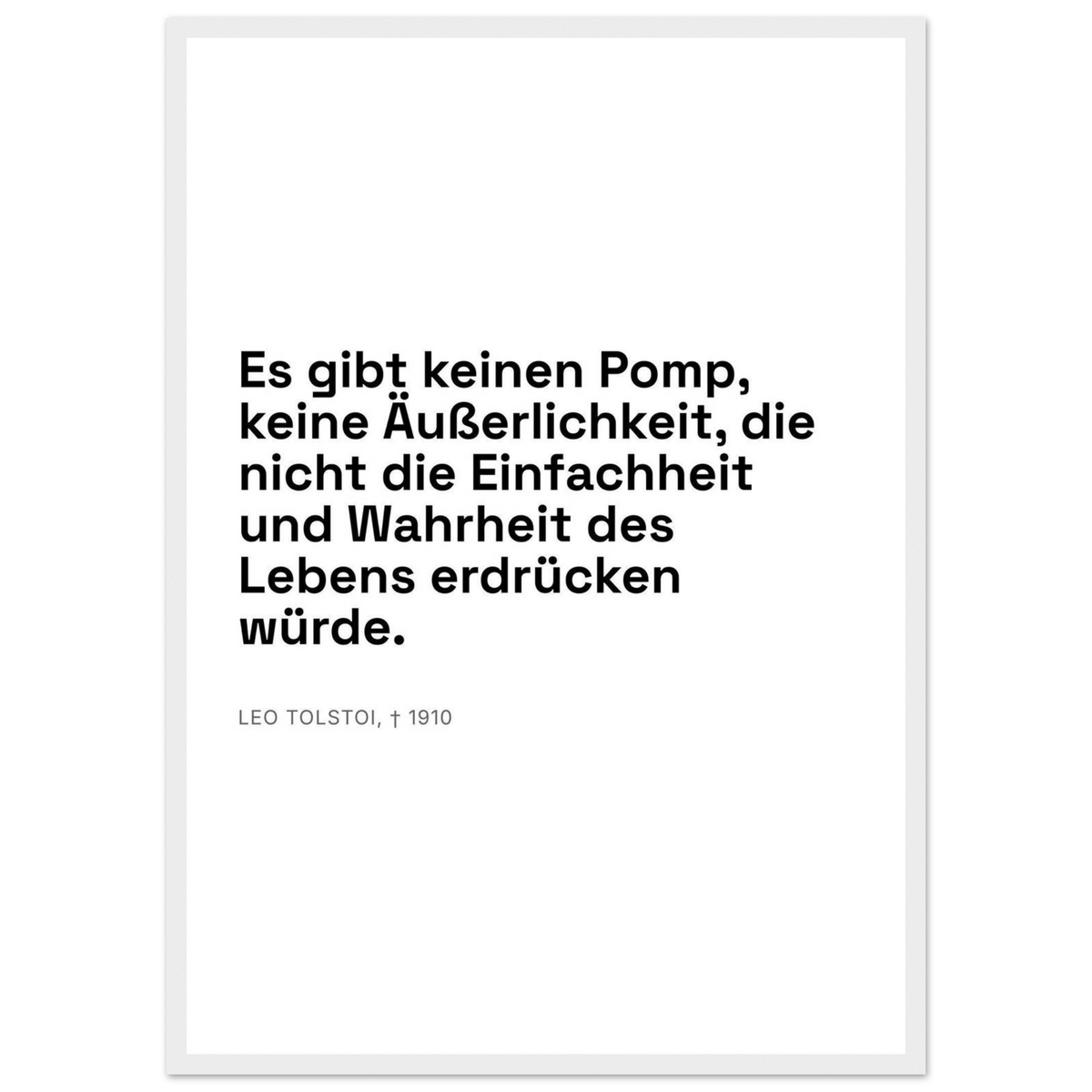 Leo Tolskis Glaube im Schweizer Weiss – Motiv 3 (Klassisches Poster mit Holzrahmen)