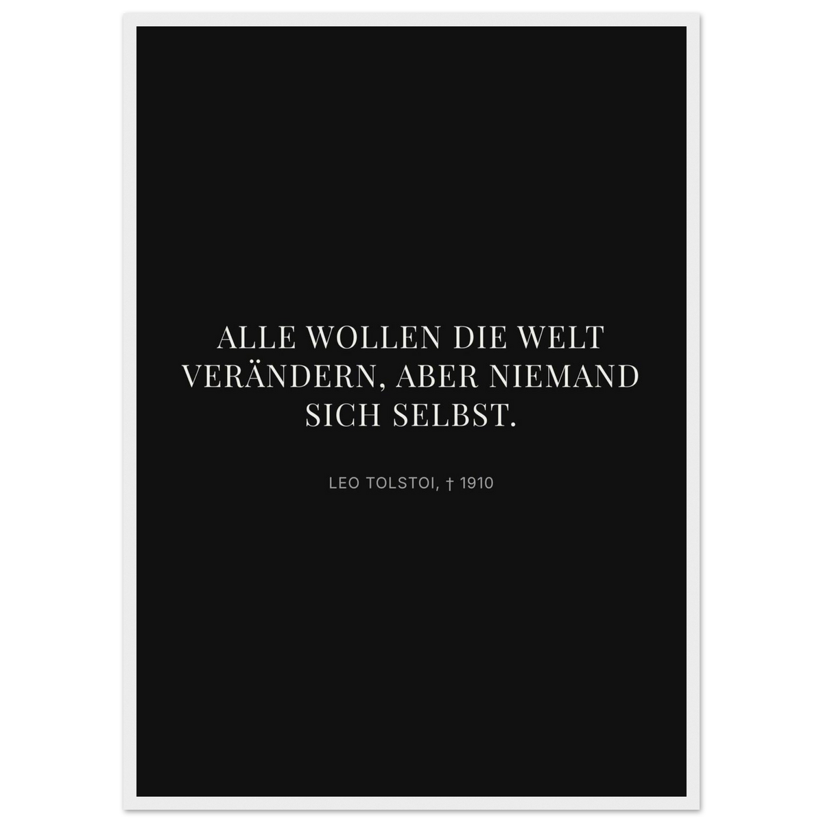 Leo Tolskis Selbstentdeckung in Dunkelschrift – Motiv 2 (Klassisches Poster mit Holzrahmen)