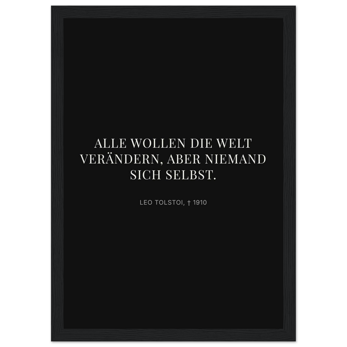 Leo Tolskis Selbstentdeckung in Dunkelschrift – Motiv 2 (Klassisches Poster mit Holzrahmen)