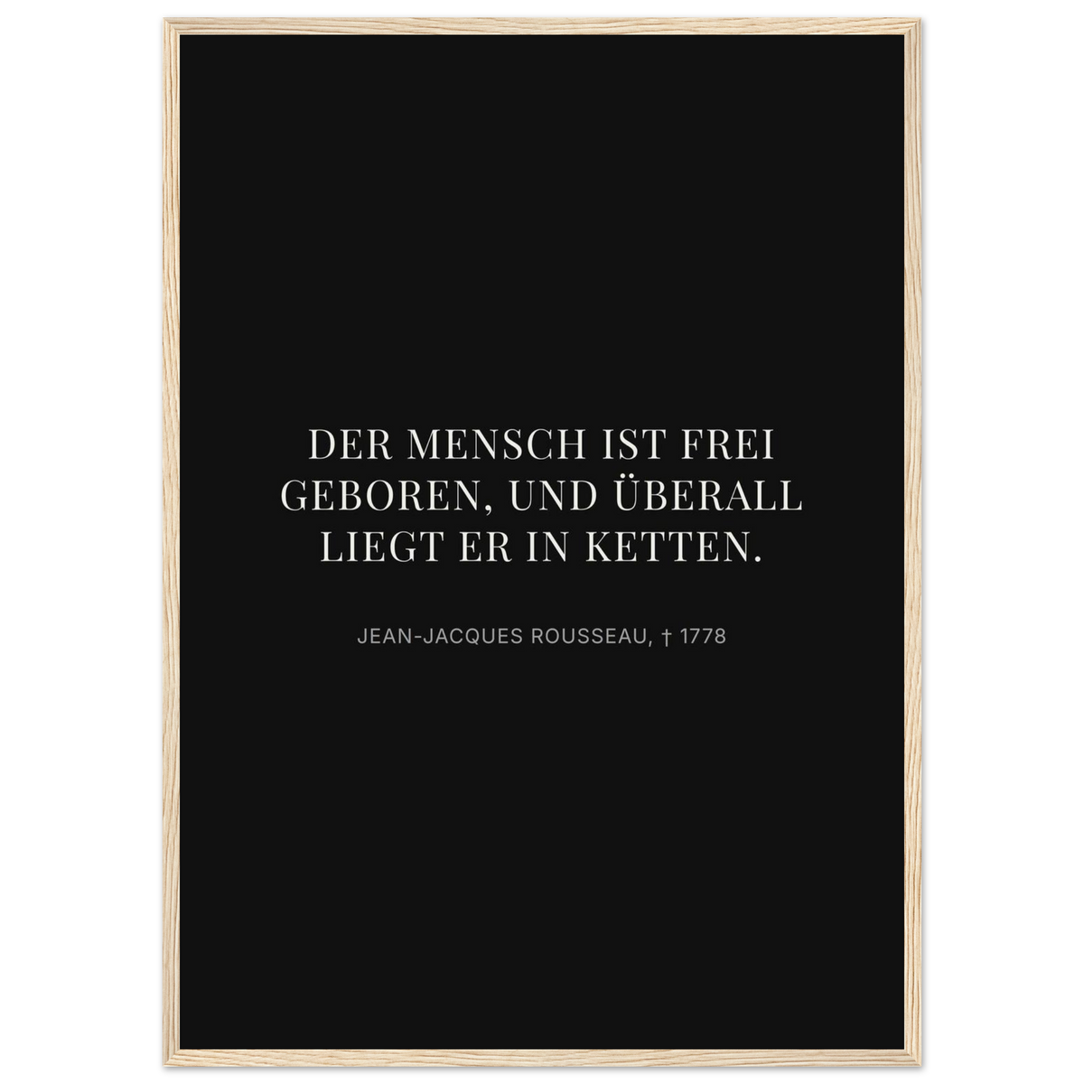 Freiheit im Dunkeln - Typografisches Zitat auf Leinwand (Klassisches Poster mit Holzrahmen)