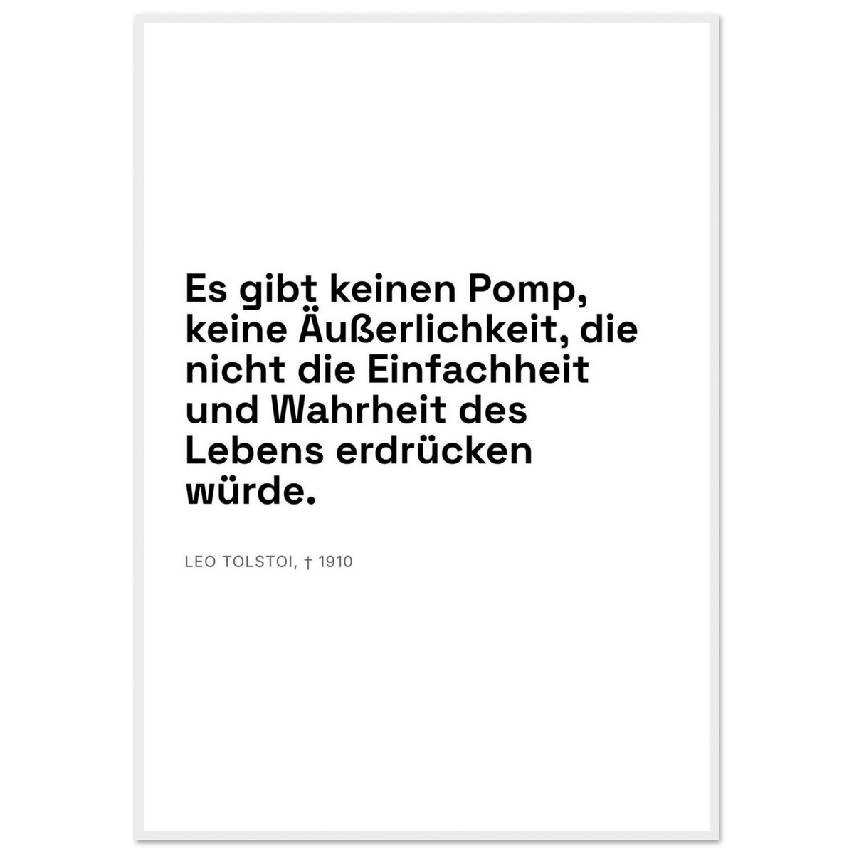 Leo Tolskis Glaube im Schweizer Weiss – Motiv 3 (Klassisches Poster mit Holzrahmen)