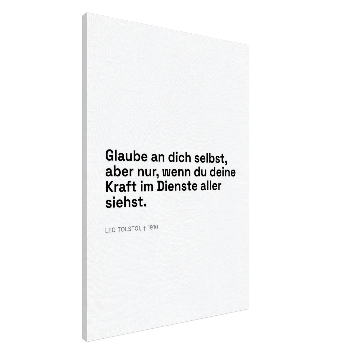 Leo Tolskis Glauben in Schweizer Weiss (Leinwand)