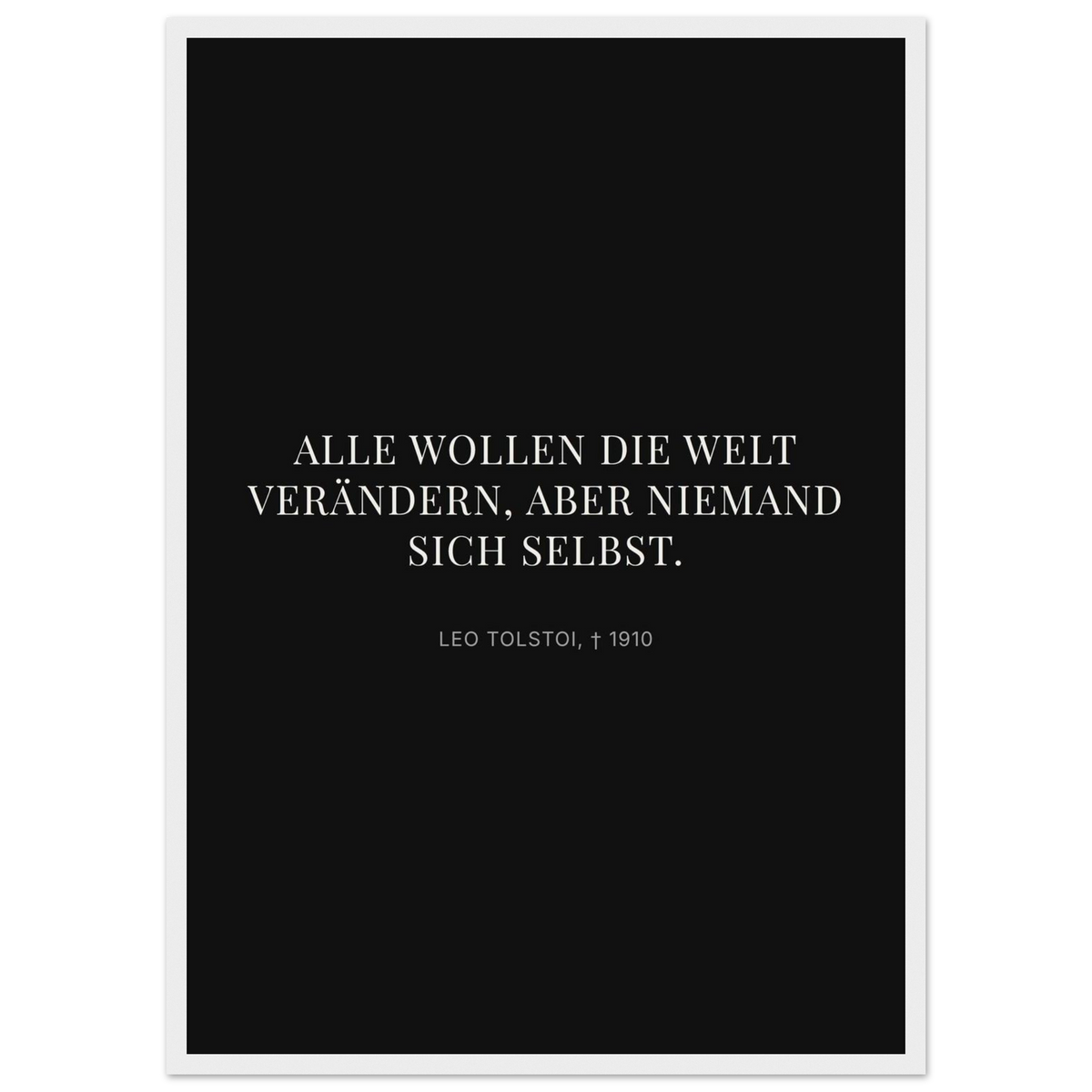 Leo Tolskis Selbstentdeckung in Dunkelschrift – Motiv 2 (Klassisches Poster mit Holzrahmen)