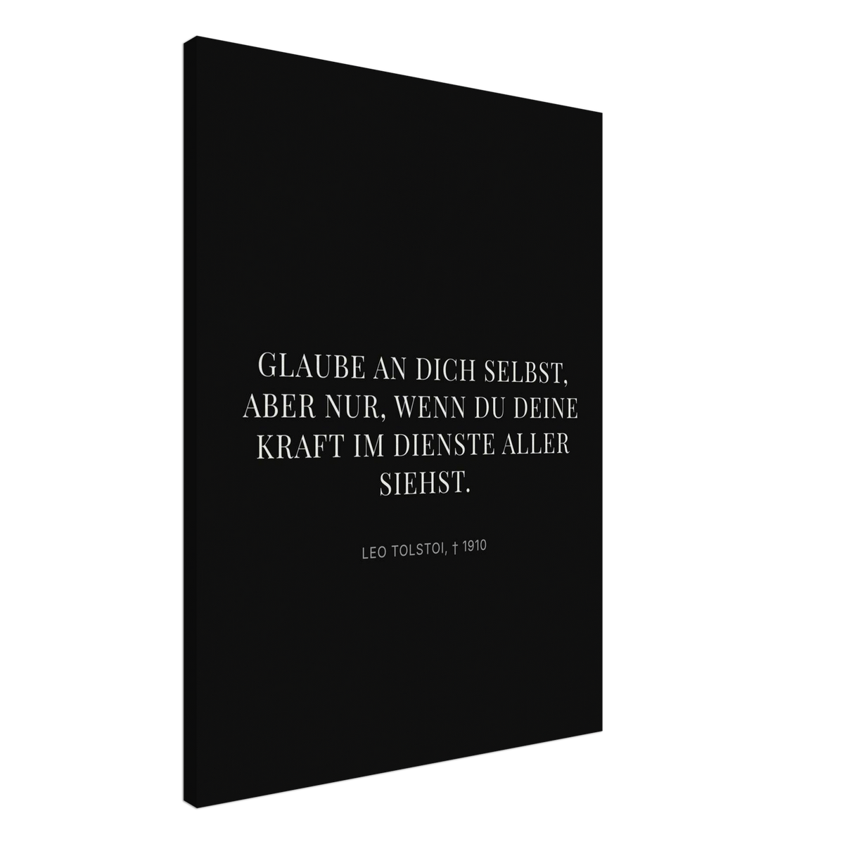 Leo Tolskis Glaube in Schweizer Weiss (Leinwand) [Display-Dunkel]