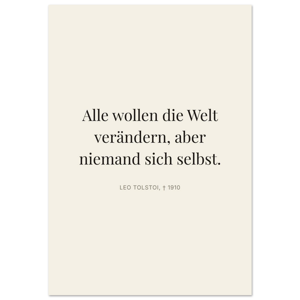 Leo Tolskis Selbstentdeckung in Dunkelschrift (Premium Poster auf mattem Papier) [Editorial-Beige]