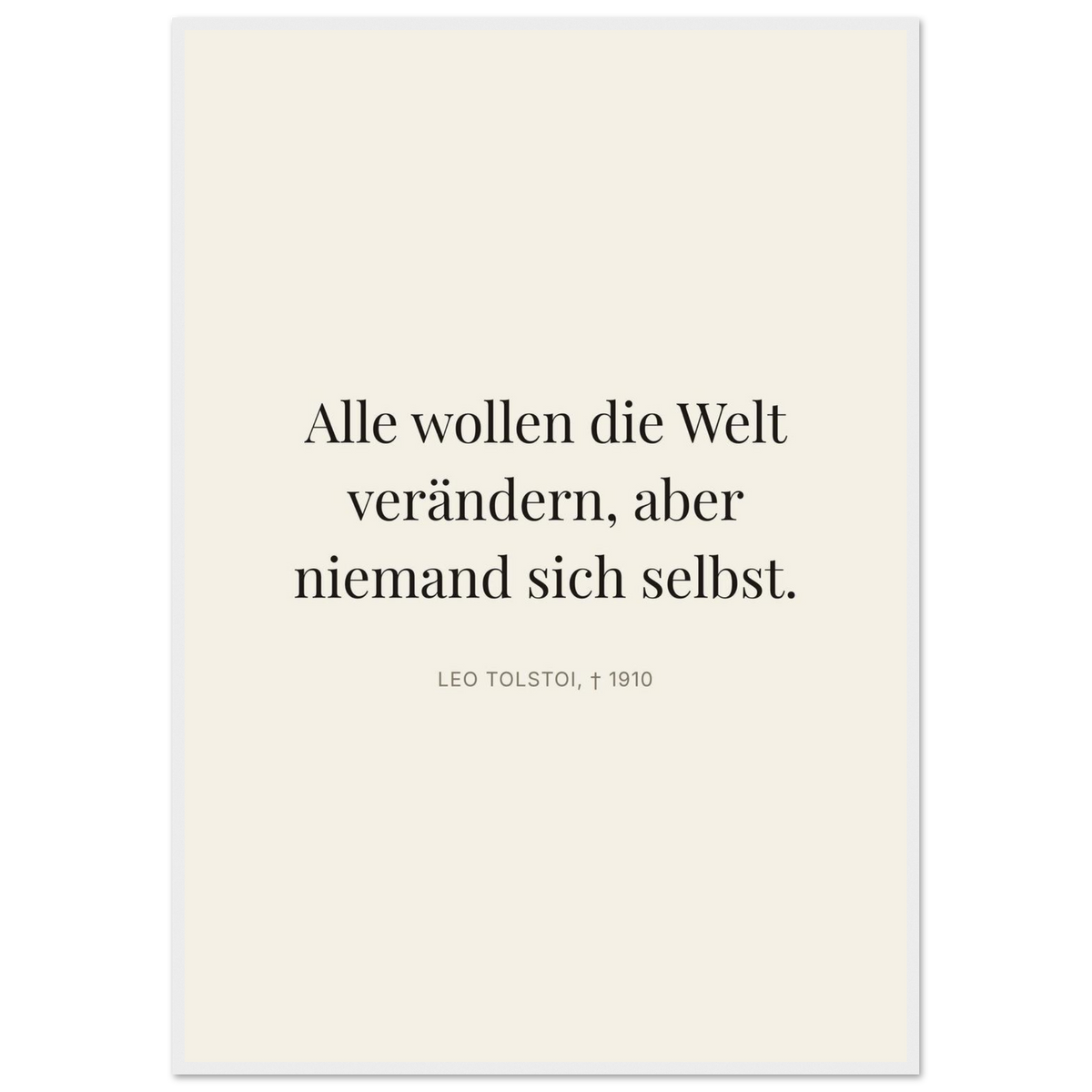 Leo Tolskis Selbstentdeckung in Dunkelschrift (Klassisches Poster mit Holzrahmen) [Editorial-Beige]