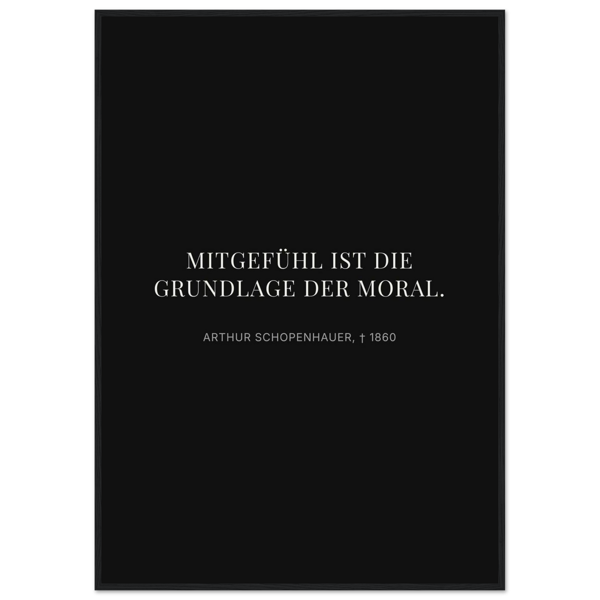 Schwarze Buchstaben auf cremeweißer Leinwand (Klassisches Poster mit Holzrahmen) [Display-Dunkel]