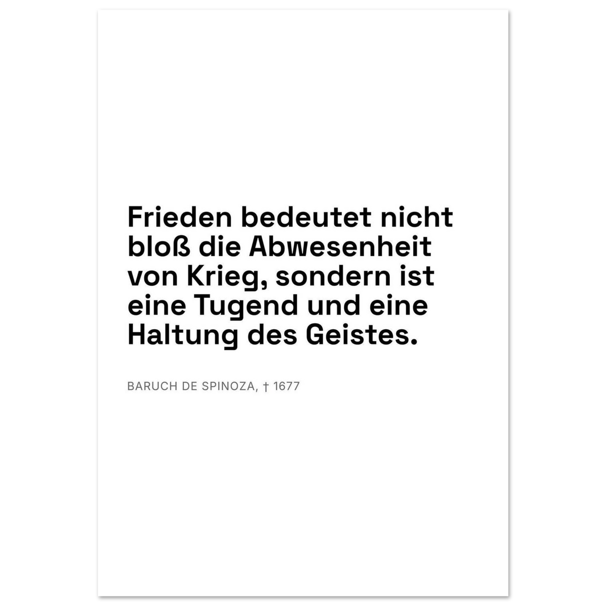 Spinozas Frieden auf Leinwand in Bauhaus-Stil (Premium Poster auf mattem Papier) [Swiss-Weiß]