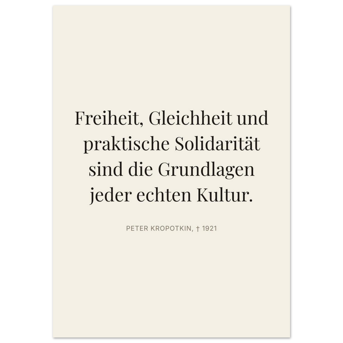 Kroponkins Dunkle Wege – Typografie auf Leinwand (Premium Poster auf mattem Papier) [Editorial-Beige]
