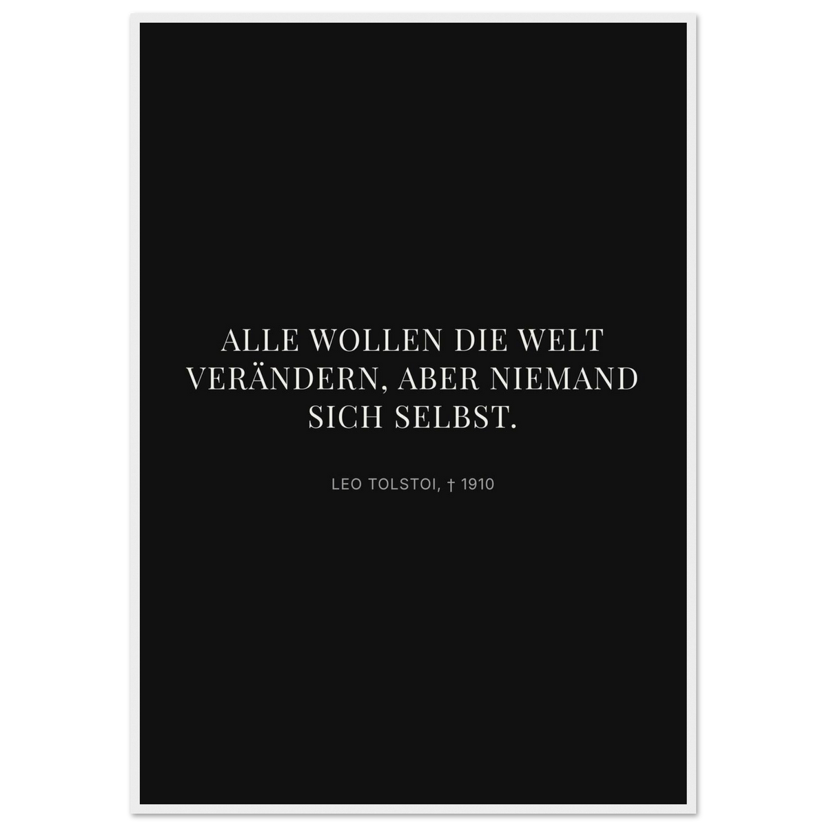 Leo Tolskis Selbstentdeckung in Dunkelschrift – Motiv 2 (Klassisches Poster mit Holzrahmen)