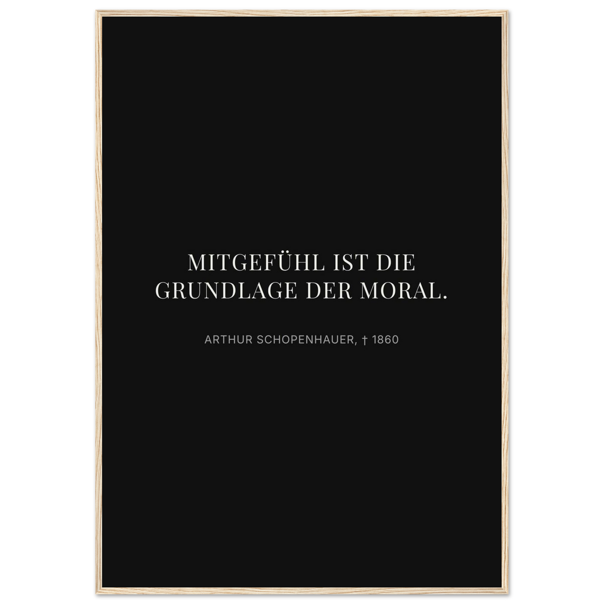 Schwarze Buchstaben auf cremeweißer Leinwand (Klassisches Poster mit Holzrahmen) [Display-Dunkel]