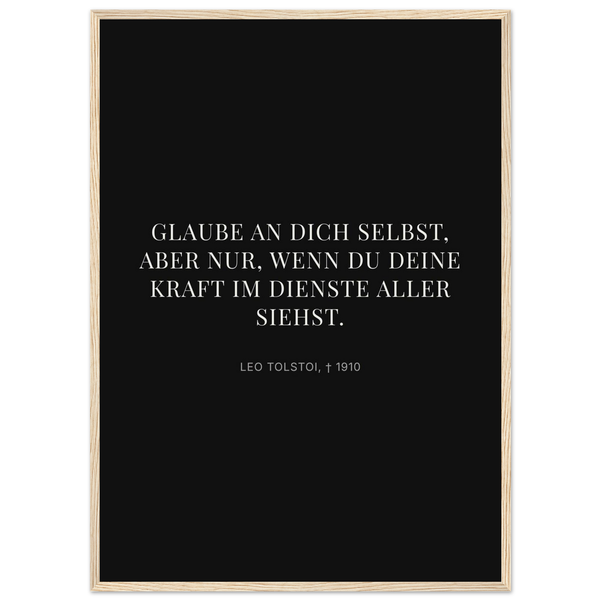 Leo Tolskis Glaube in Schweizer Weiss (Klassisches Poster mit Holzrahmen) [Display-Dunkel]