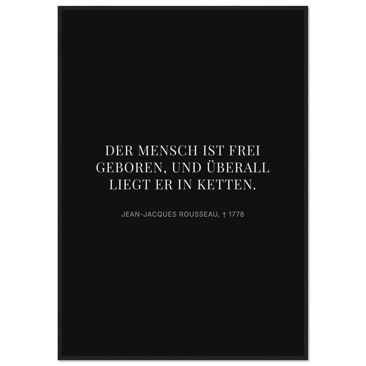 Freiheit im Dunkeln - Typografisches Zitat auf Leinwand (Klassisches Poster mit Holzrahmen)