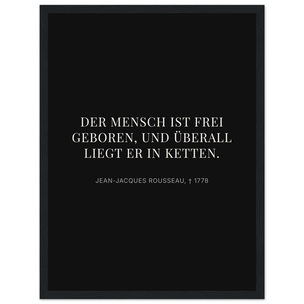 Freiheit im Dunkeln - Typografisches Zitat auf Leinwand (Klassisches Poster mit Holzrahmen)