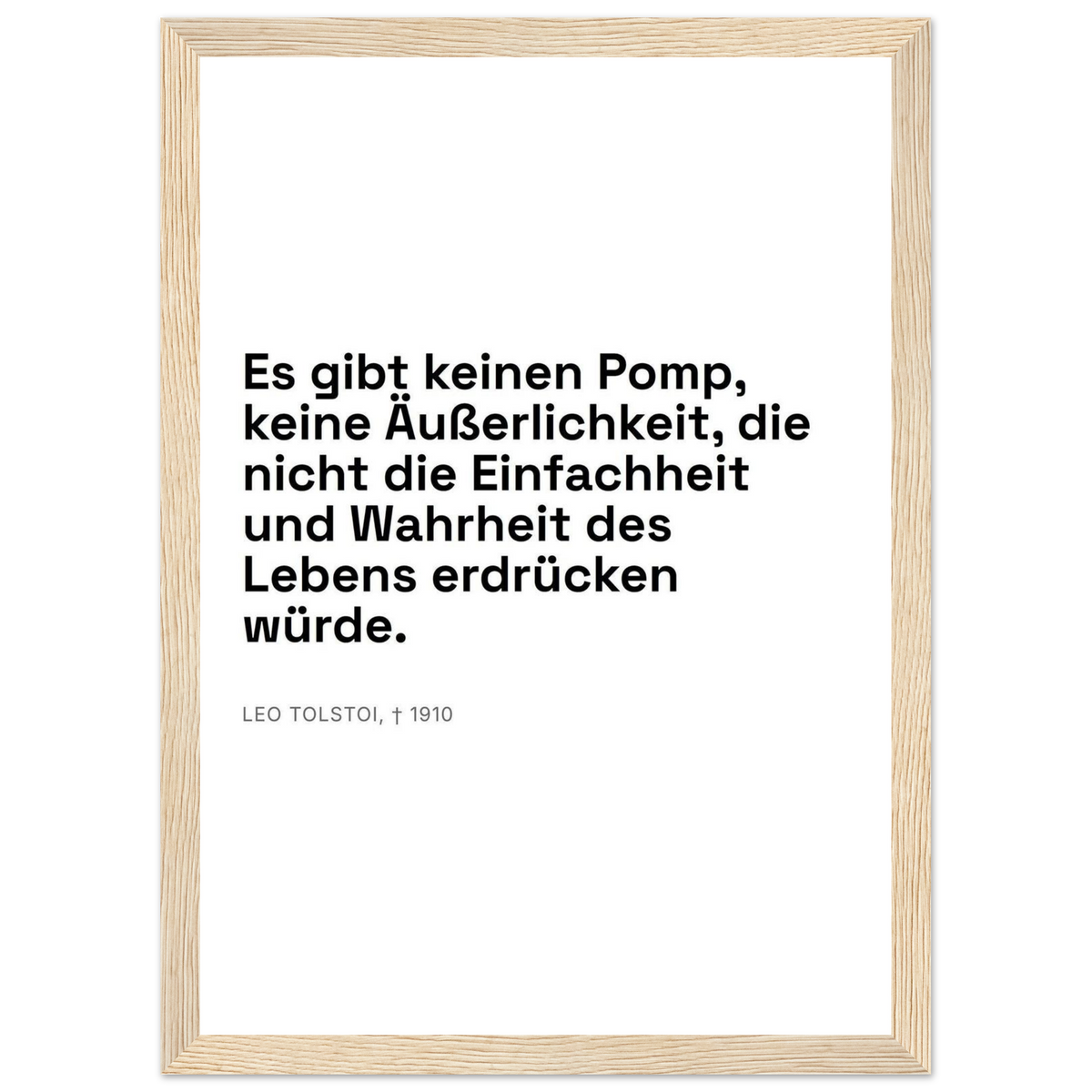 Leo Tolskis Glaube im Schweizer Weiss – Motiv 3 (Klassisches Poster mit Holzrahmen)