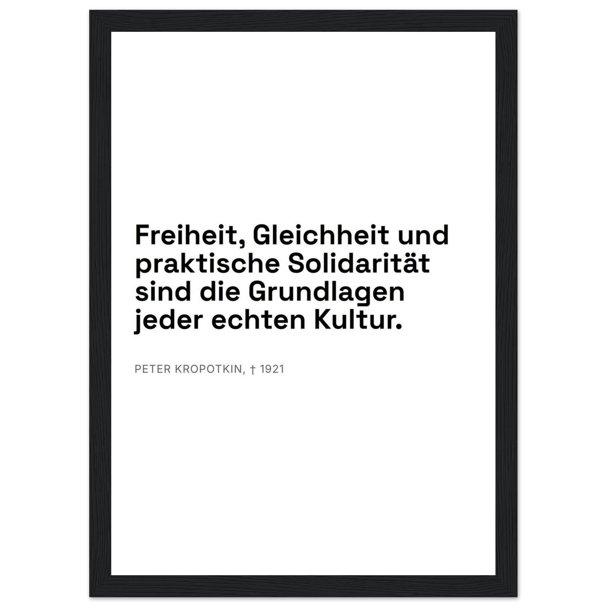 Kroponkins Dunkle Wege – Typografie auf Leinwand (Klassisches Poster mit Holzrahmen) [Swiss-Weiß]