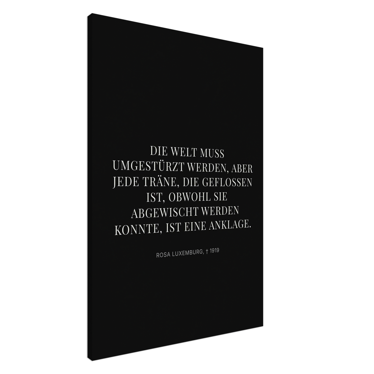 Rosa-Luxemburgs Dunkle Worte – Typografie auf Leinwand (Leinwand) [Display-Dunkel]
