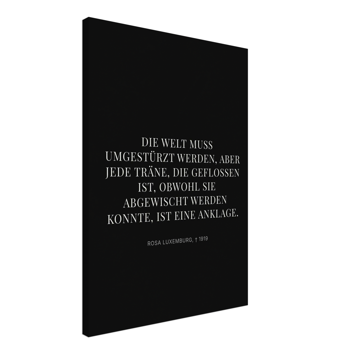 Rosa-Luxemburgs Dunkle Worte – Typografie auf Leinwand (Leinwand) [Display-Dunkel]