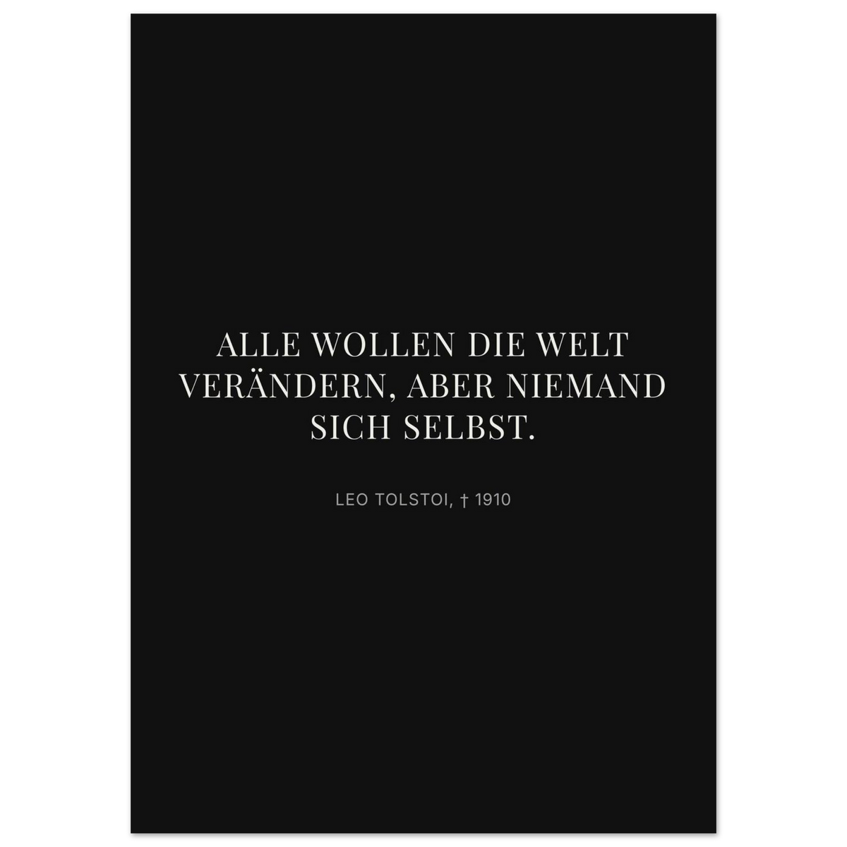 Leo Tolskis Selbstentdeckung in Dunkelschrift – Motiv 2 (Premium Poster auf mattem Papier)