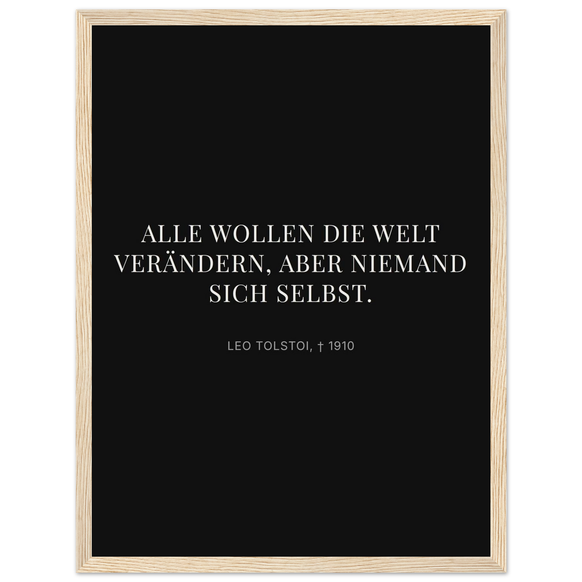Leo Tolskis Selbstentdeckung in Dunkelschrift – Motiv 2 (Klassisches Poster mit Holzrahmen)
