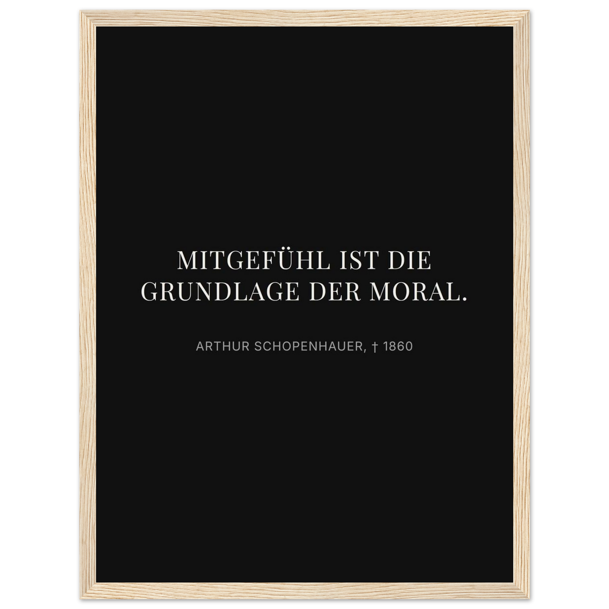 Schwarze Buchstaben auf cremeweißer Leinwand (Klassisches Poster mit Holzrahmen) [Display-Dunkel]