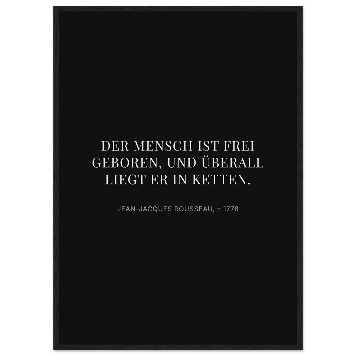 Freiheit im Dunkeln - Typografisches Zitat auf Leinwand (Klassisches Poster mit Holzrahmen)