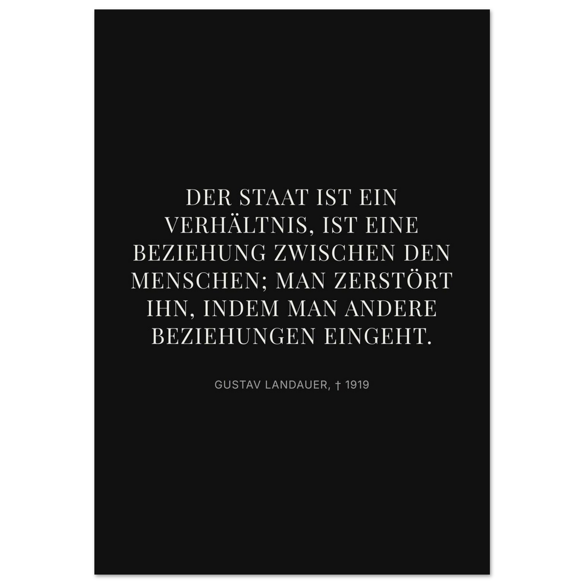 Gustavs Dunkle Wege – Typografie auf Leinwand (Premium Poster auf mattem Papier) [Display-Dunkel]