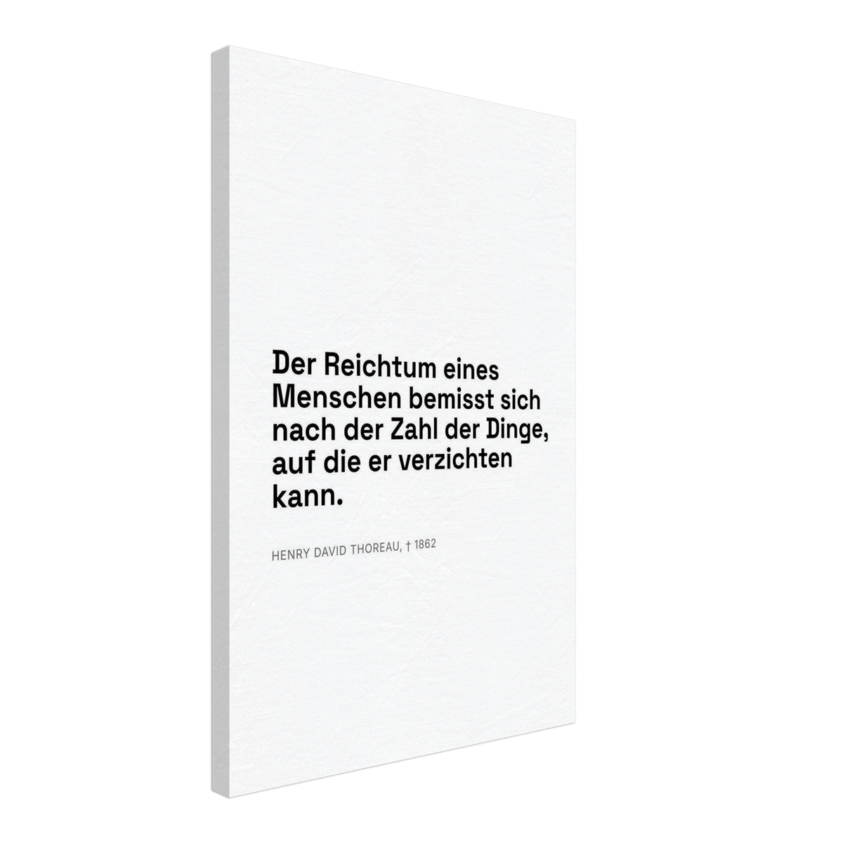Thoreaus Reichtum der Entschleunigung - Typografisches Zitat in Swiss-Weiß-Stil (Leinwand)