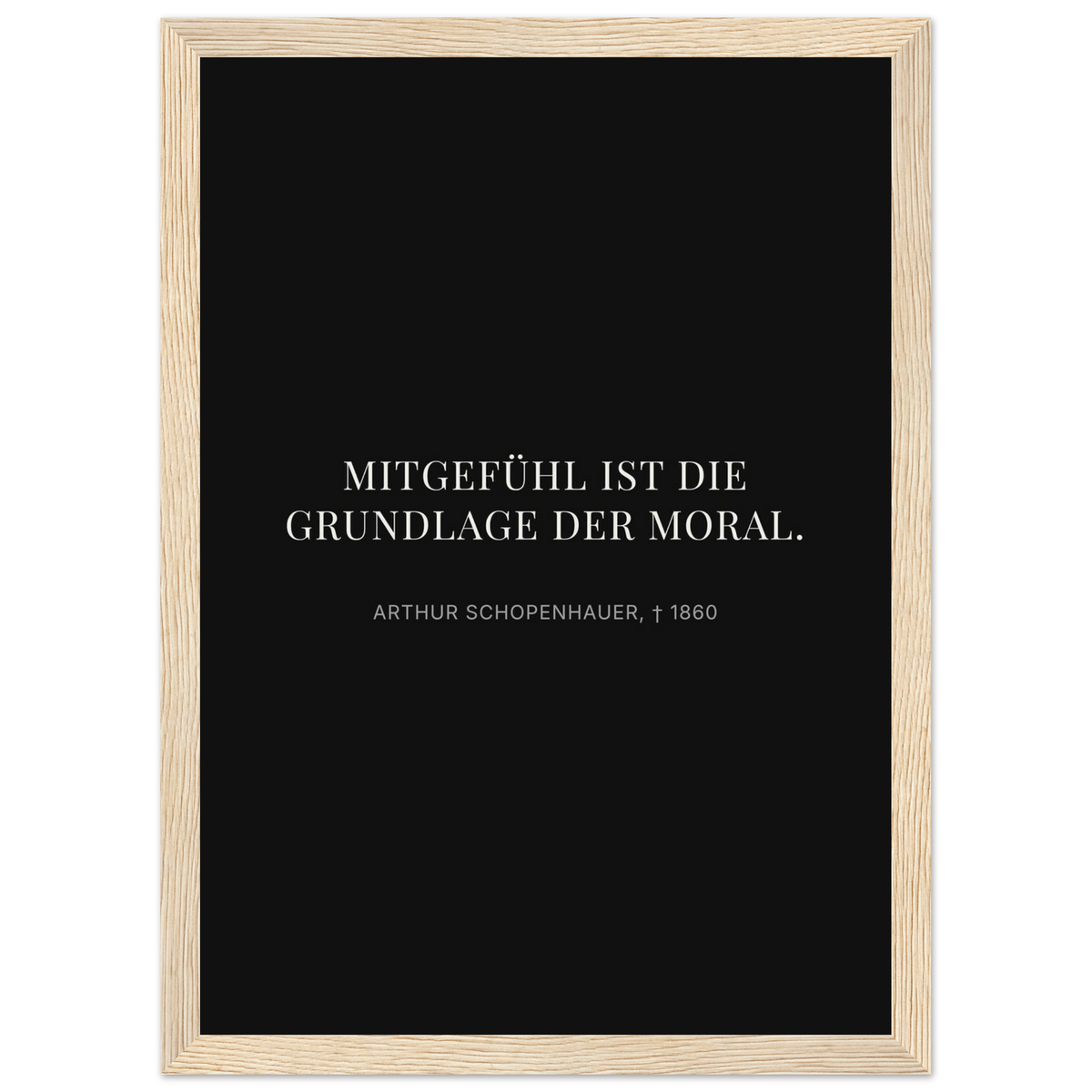 Schwarze Buchstaben auf cremeweißer Leinwand (Klassisches Poster mit Holzrahmen) [Display-Dunkel]