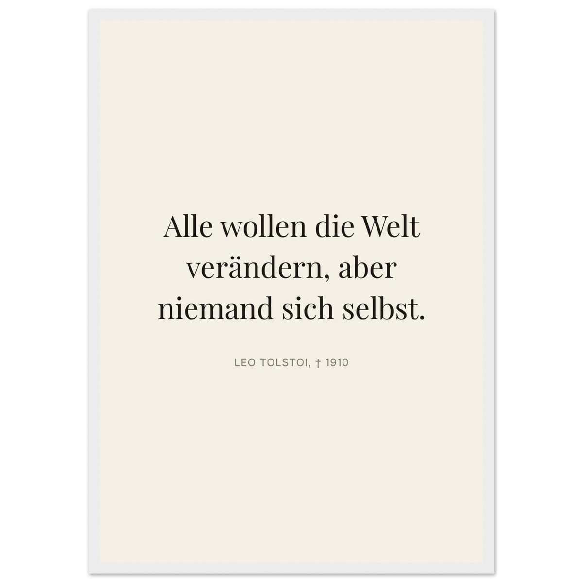 Leo Tolskis Selbstentdeckung in Dunkelschrift (Klassisches Poster mit Holzrahmen) [Editorial-Beige]
