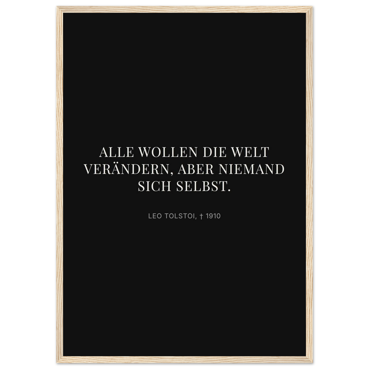 Leo Tolskis Selbstentdeckung in Dunkelschrift – Motiv 2 (Klassisches Poster mit Holzrahmen)