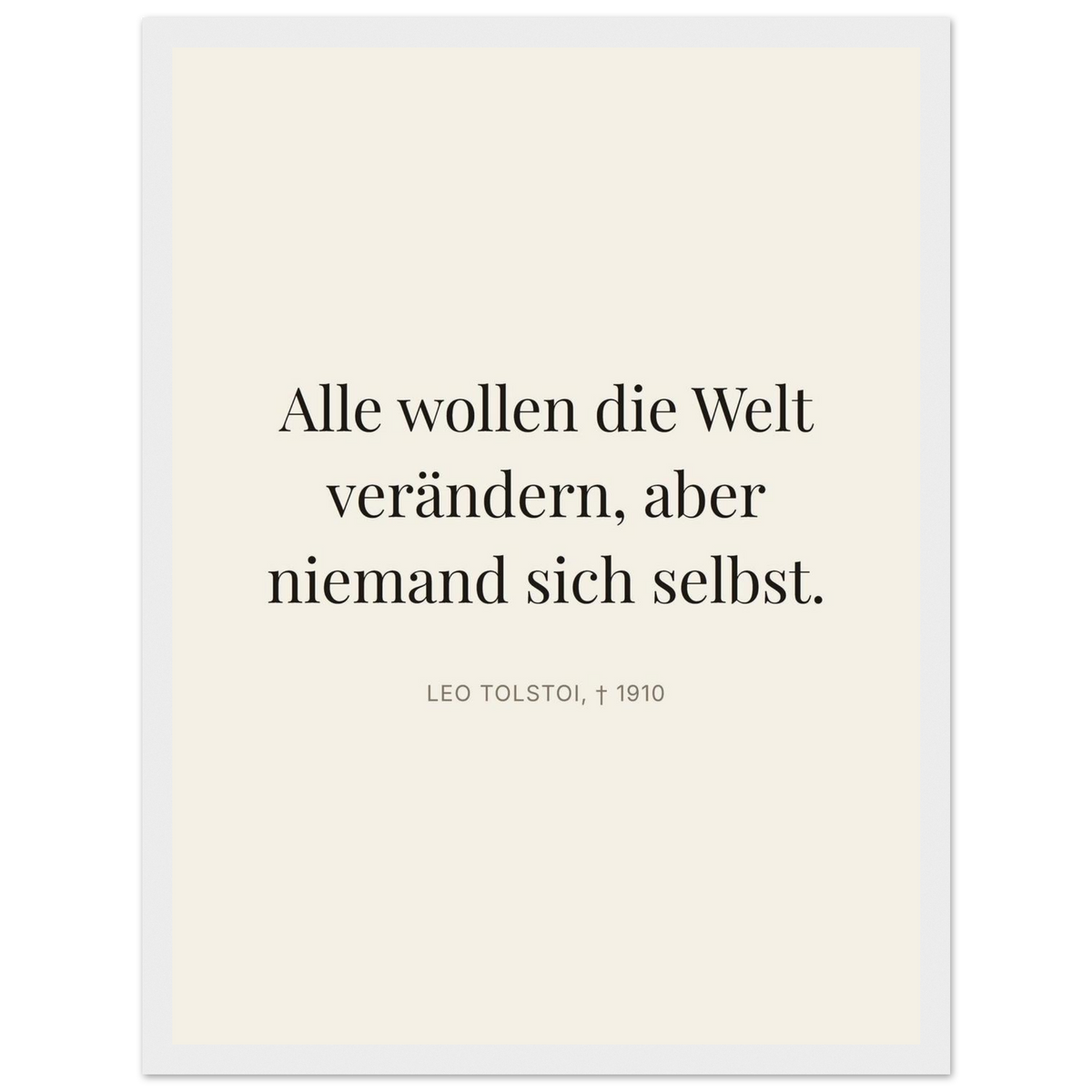 Leo Tolskis Selbstentdeckung in Dunkelschrift (Klassisches Poster mit Holzrahmen) [Editorial-Beige]