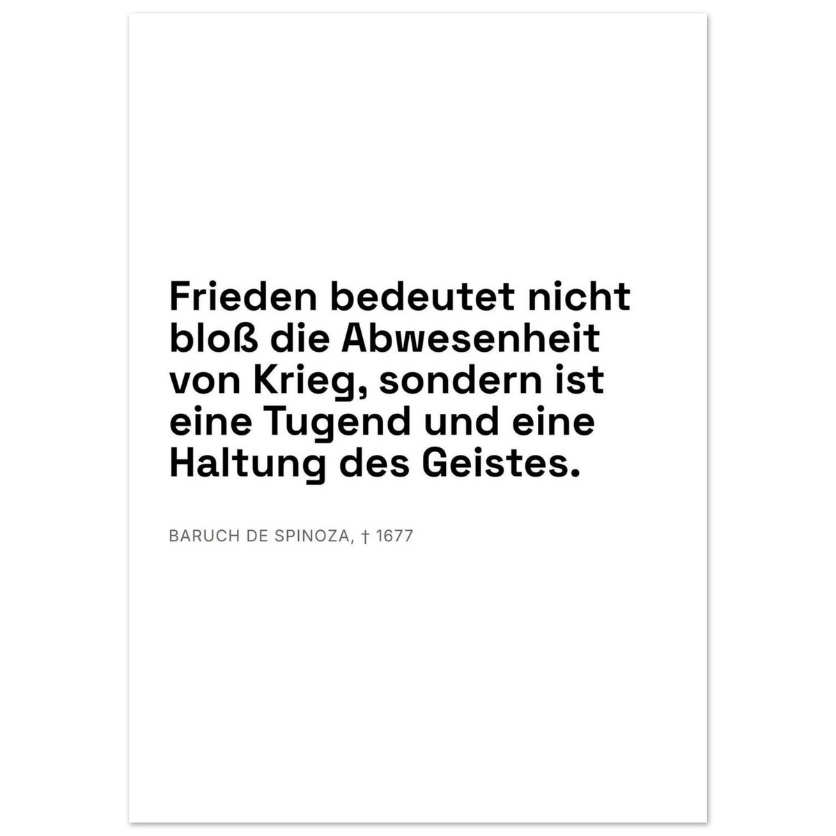 Spinozas Frieden auf Leinwand in Bauhaus-Stil (Premium Poster auf mattem Papier) [Swiss-Weiß]