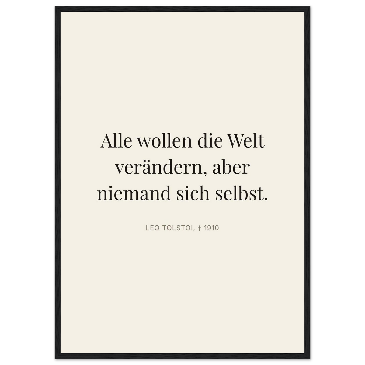 Leo Tolskis Selbstentdeckung in Dunkelschrift (Klassisches Poster mit Holzrahmen) [Editorial-Beige]