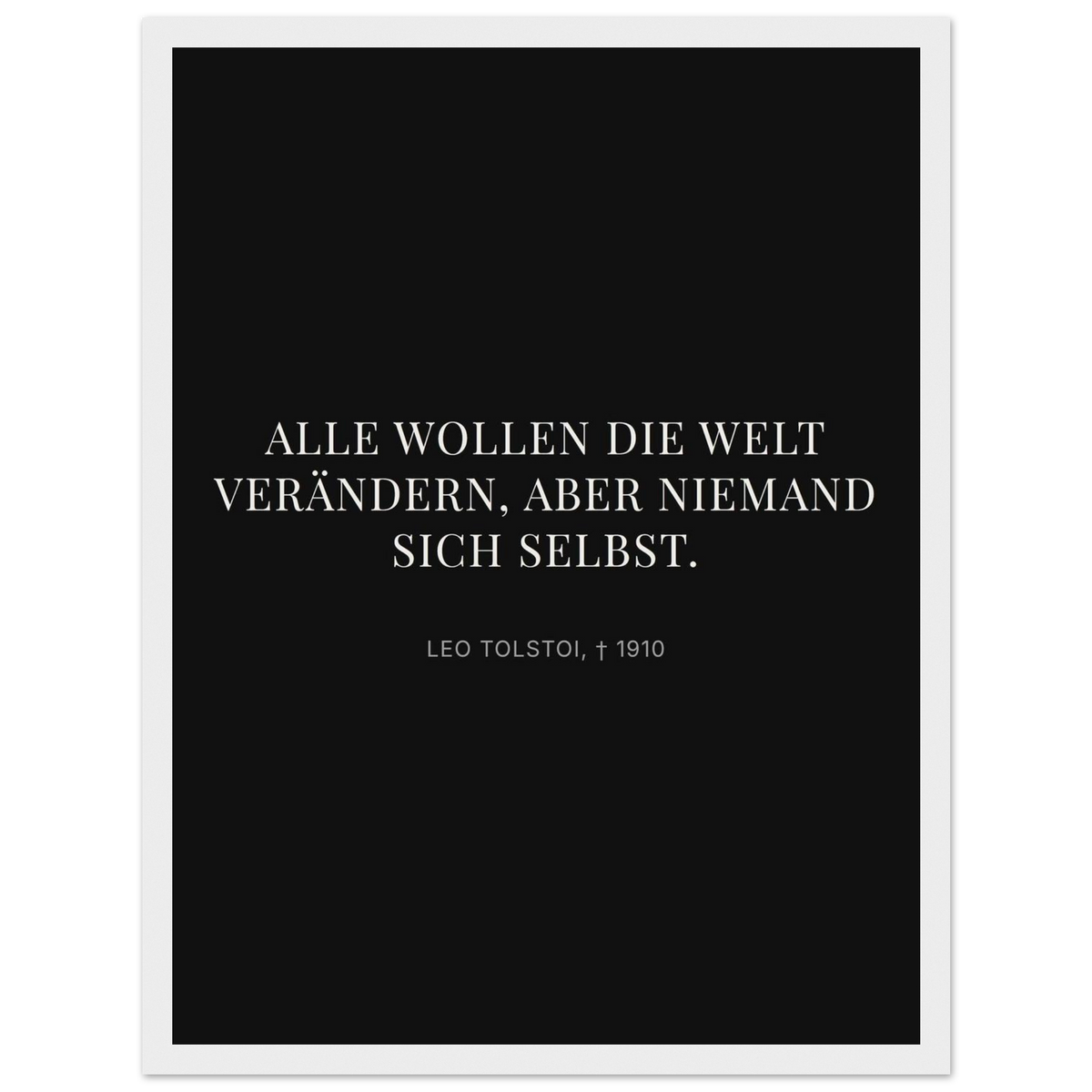 Leo Tolskis Selbstentdeckung in Dunkelschrift – Motiv 2 (Klassisches Poster mit Holzrahmen)